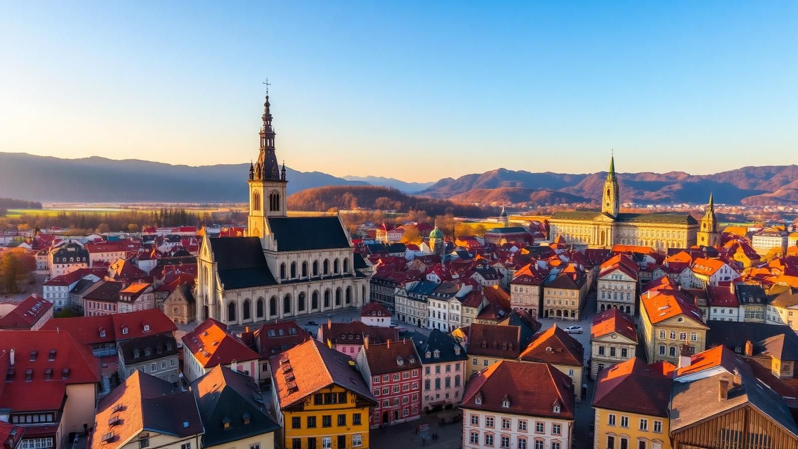 Panoramica Brașovului cu Biserica Neagra și centrul vechi